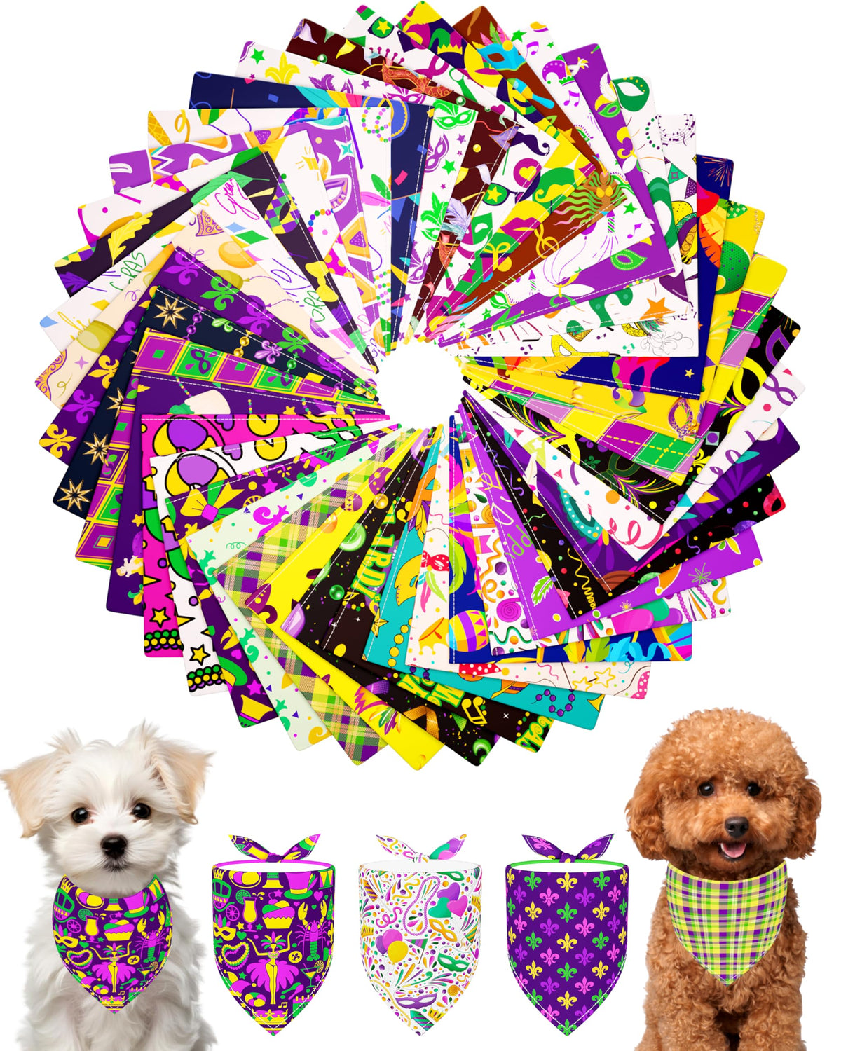 PET SHOW 50 Pack Boy Dog Bandanas Bulk for Medium Dogs
