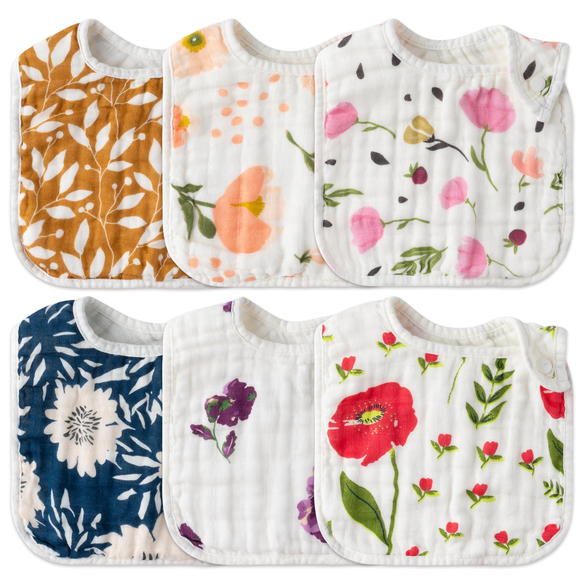 Zainpe 6Pcs Snap Muslin Cotton Baby Bibs