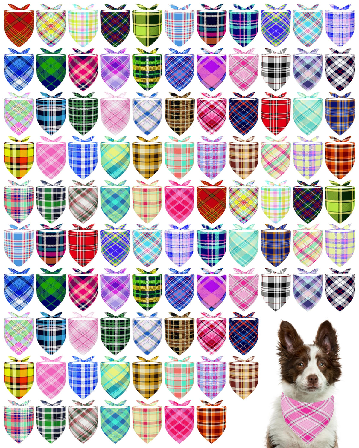 PET SHOW 100 Pack Christmas Dog Bandanas Bulk Seamless for Medium Dogs