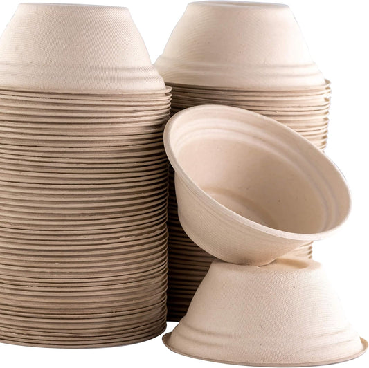 Vet-Grade Biodegradable Disposable Tan Kraft Pet Bowls Bulk 100 Pk 8 Oz/1 Cup. Non-Toxic Food and Water Dishes for Puppies, Small Dogs or Cats. Sturdy and Leakproof for Healthy Pets!