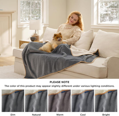 Bedsure Waterproof Dog Blankets for Large Dogs Sherpa Fleece Throw, 40X50