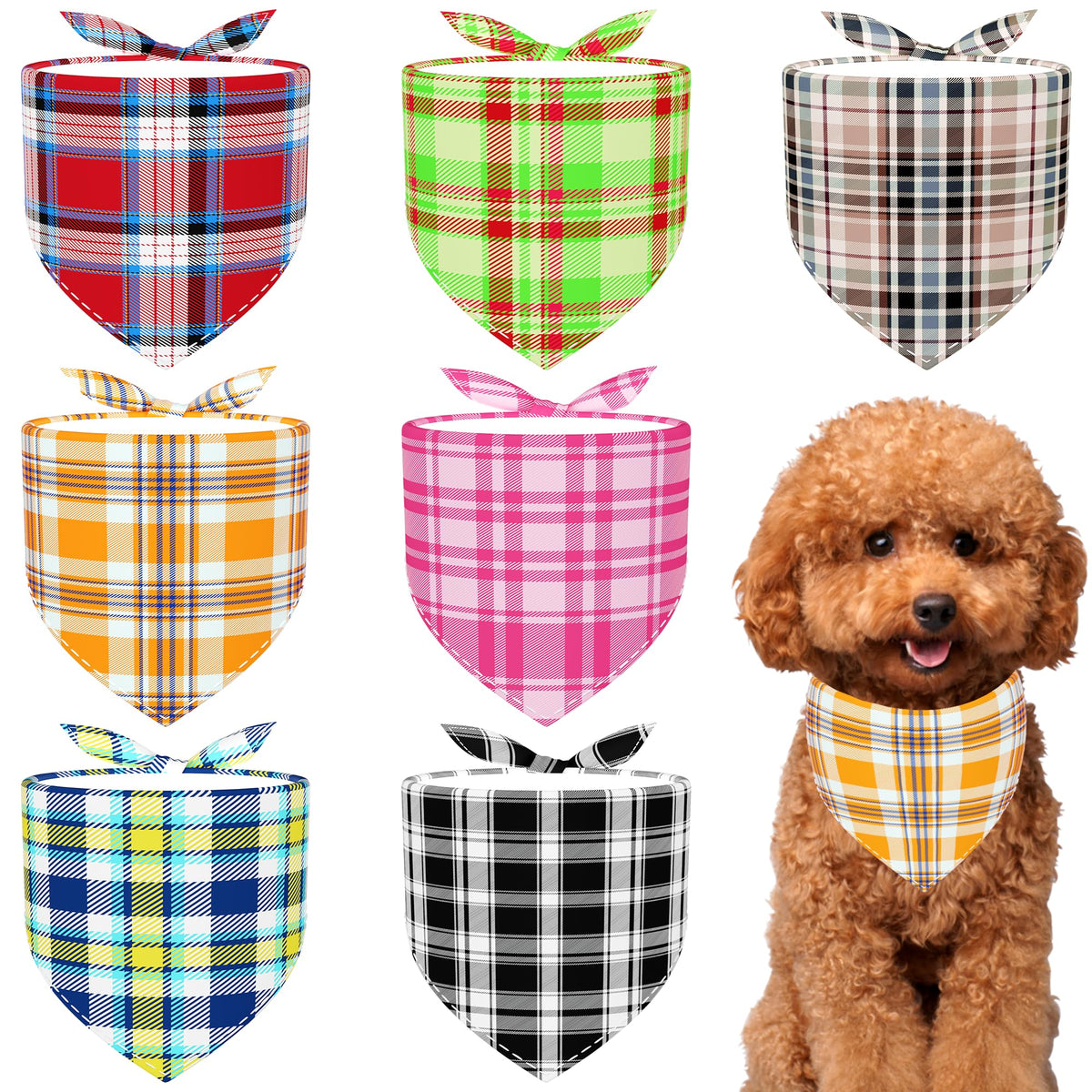 Paisley Dog Bandanas Bulk for Medium Dogs Sewn Edge 7 Pack M
