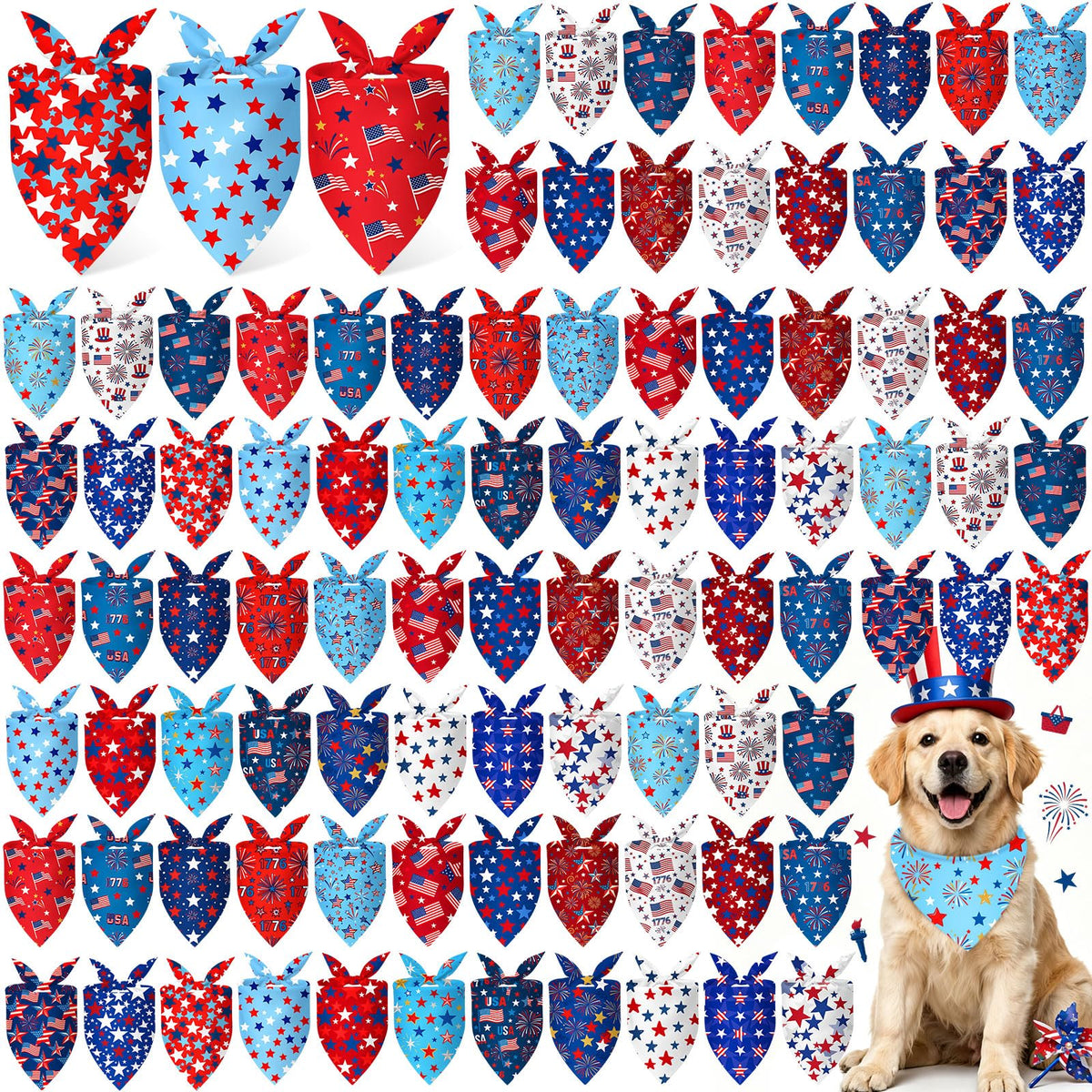 Abbylike 100 Pcs Summer Hawaiian Dog Bandanas Bulk, Tropical Fruits