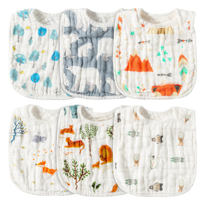 Zainpe 6Pcs Snap Muslin Cotton Baby Bibs
