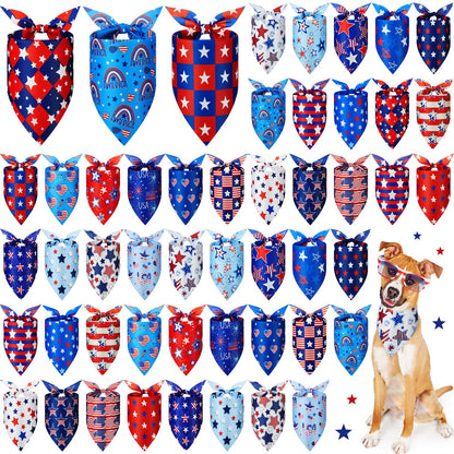 Preboun 50 Pcs Fall Dog Bandanas Bulk, Autumn Pumpkin Maple Leaves Pattern