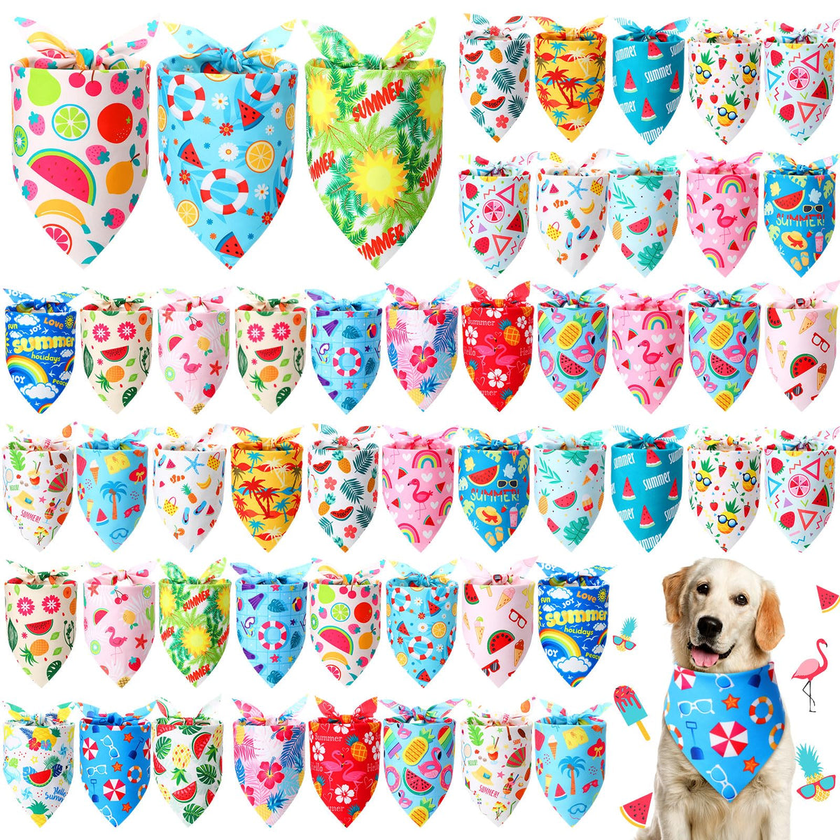 Preboun 50 Pcs Fall Dog Bandanas Bulk, Autumn Pumpkin Maple Leaves Pattern