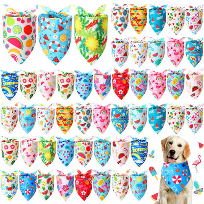 Preboun 50 Pcs Fall Dog Bandanas Bulk, Autumn Pumpkin Maple Leaves Pattern