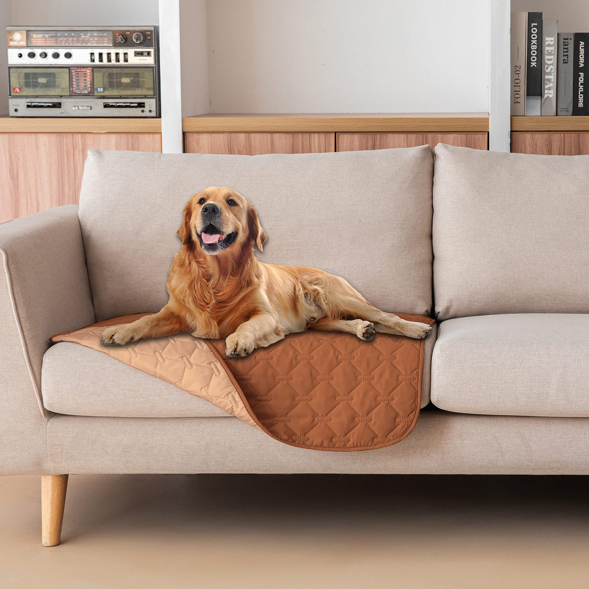 gogobunny Waterproof Pet Blanket for Bed, Washable Couch Cover for Dog Cat