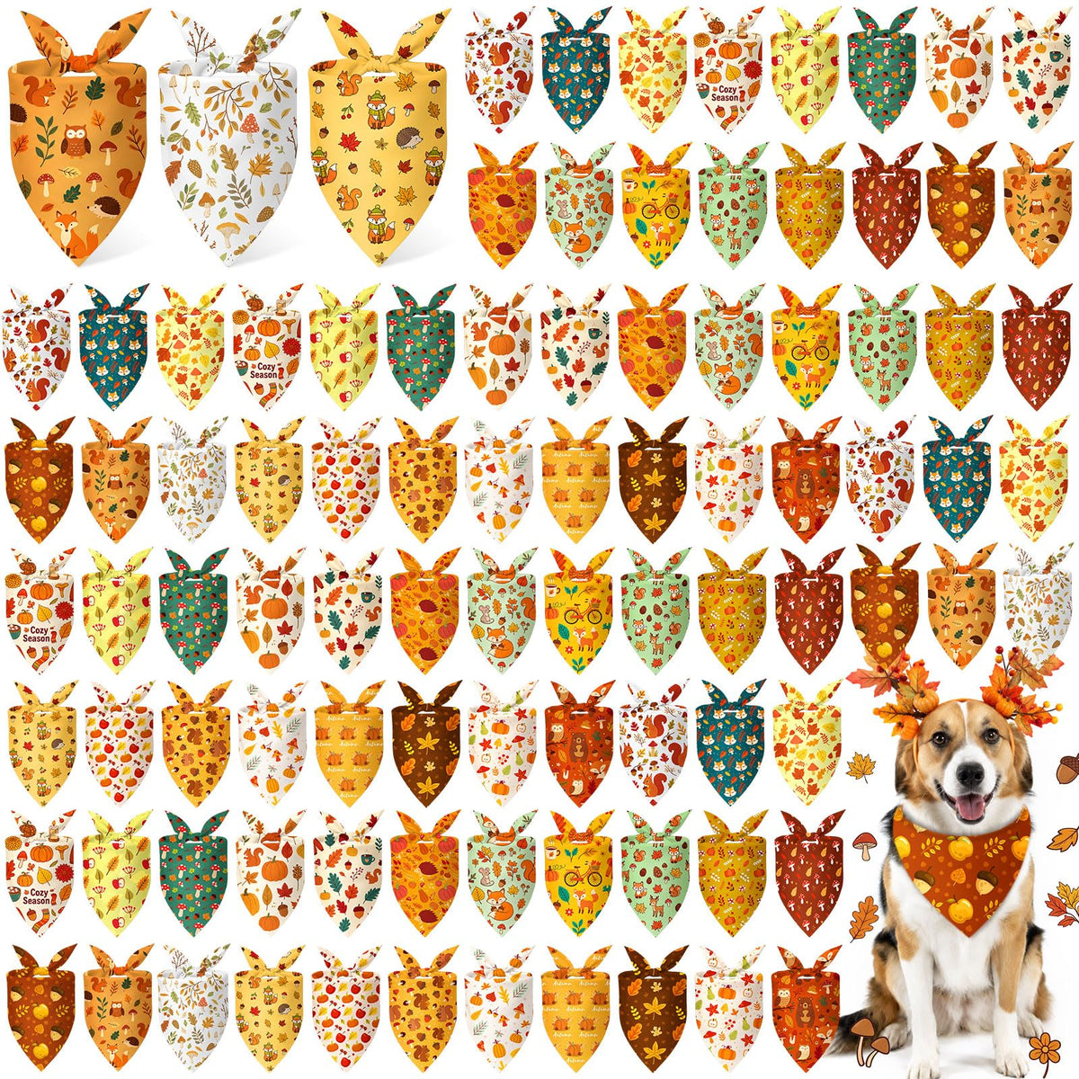 Abbylike 100 Pcs Summer Hawaiian Dog Bandanas Bulk, Tropical Fruits