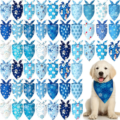 Preboun 50 Pcs Fall Dog Bandanas Bulk, Autumn Pumpkin Maple Leaves Pattern