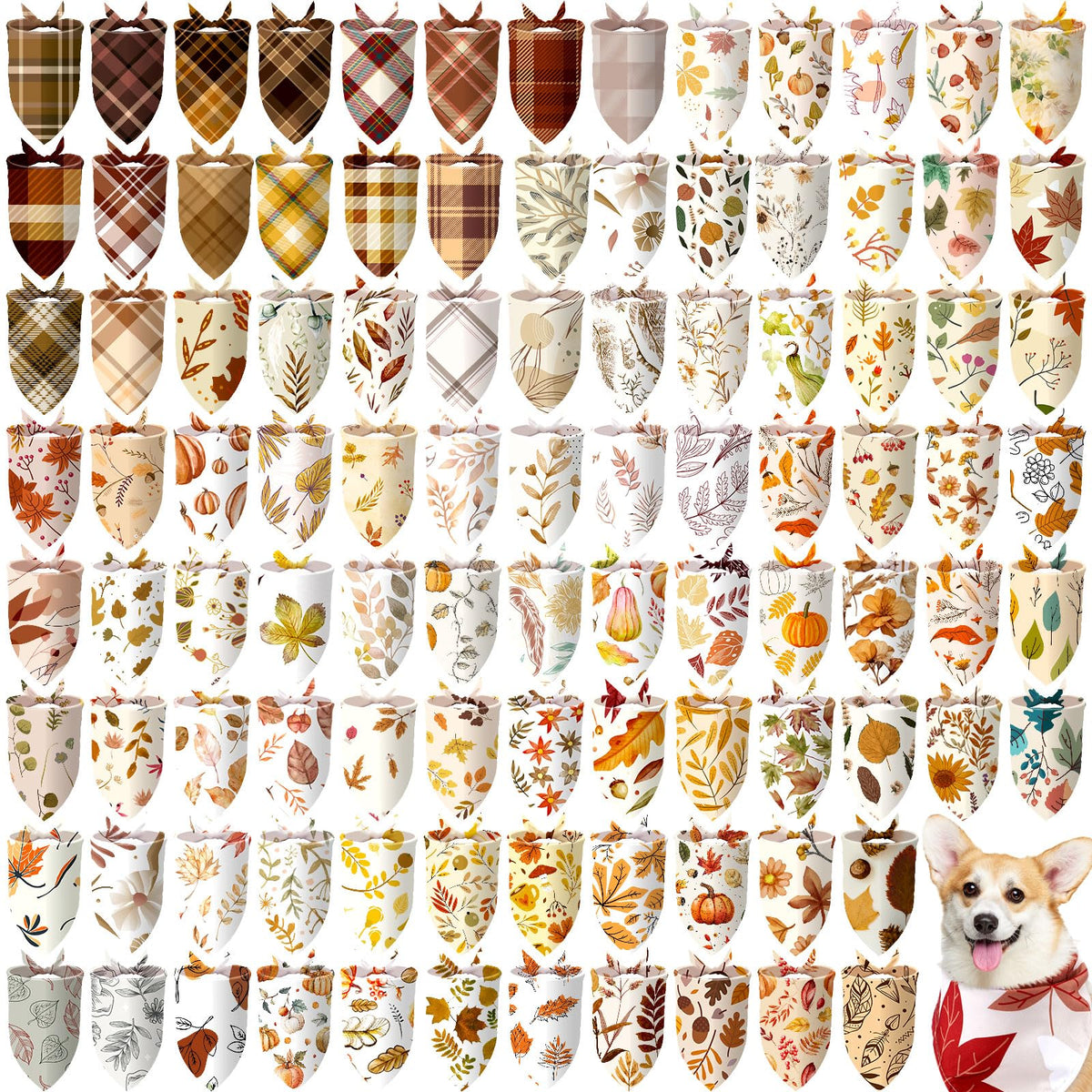 Huhumy 100 Pcs Paw Dog Bandanas Bulk Pet Paw Grooming Bandanas for Dogs