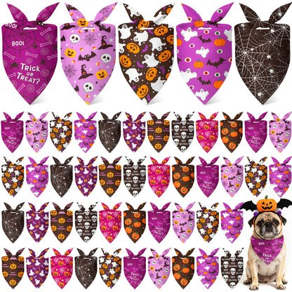 Weewooday 50 Pcs Fall Dog Bandanas Bulk for Autumn Pet Soft Bibs Adjustable Squirrel Fox Hedgehog Kerchief Bandana for Small Medium Large Grooming Accessories (Fall Animals, 25.6 x 17.7 x 17.7 Inch)