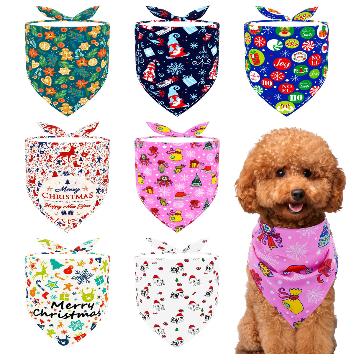 Paisley Dog Bandanas Bulk for Medium Dogs Sewn Edge 7 Pack M