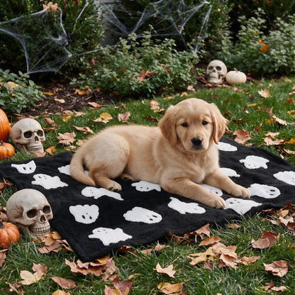 Horaldaily Black Ghost Shape 3D Textured Pets Blanket 30x40