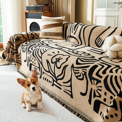 MYSKY HOME Couch Cover for Dogs, Washable Couch Covers, Non Slip Sofa Cover, Couch Cover 2 Cushion Sofa Dogs Furniture Protector with Tassels, Chenille Sofa Slipcover for Pets, 71"x118", Dark Grey