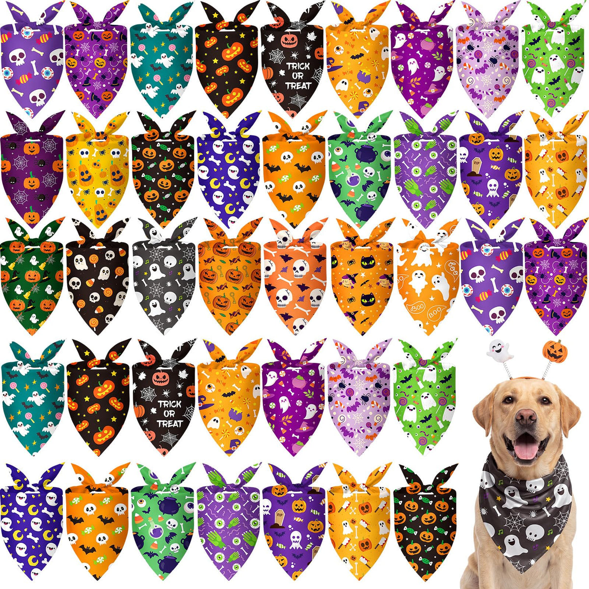 50 Pcs Fall Plaid Dog Bandanas Bulk Autumn Gingham Check Pattern