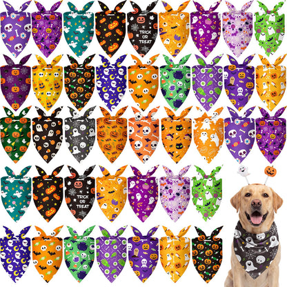 50 Pcs Fall Plaid Dog Bandanas Bulk Autumn Gingham Check Pattern