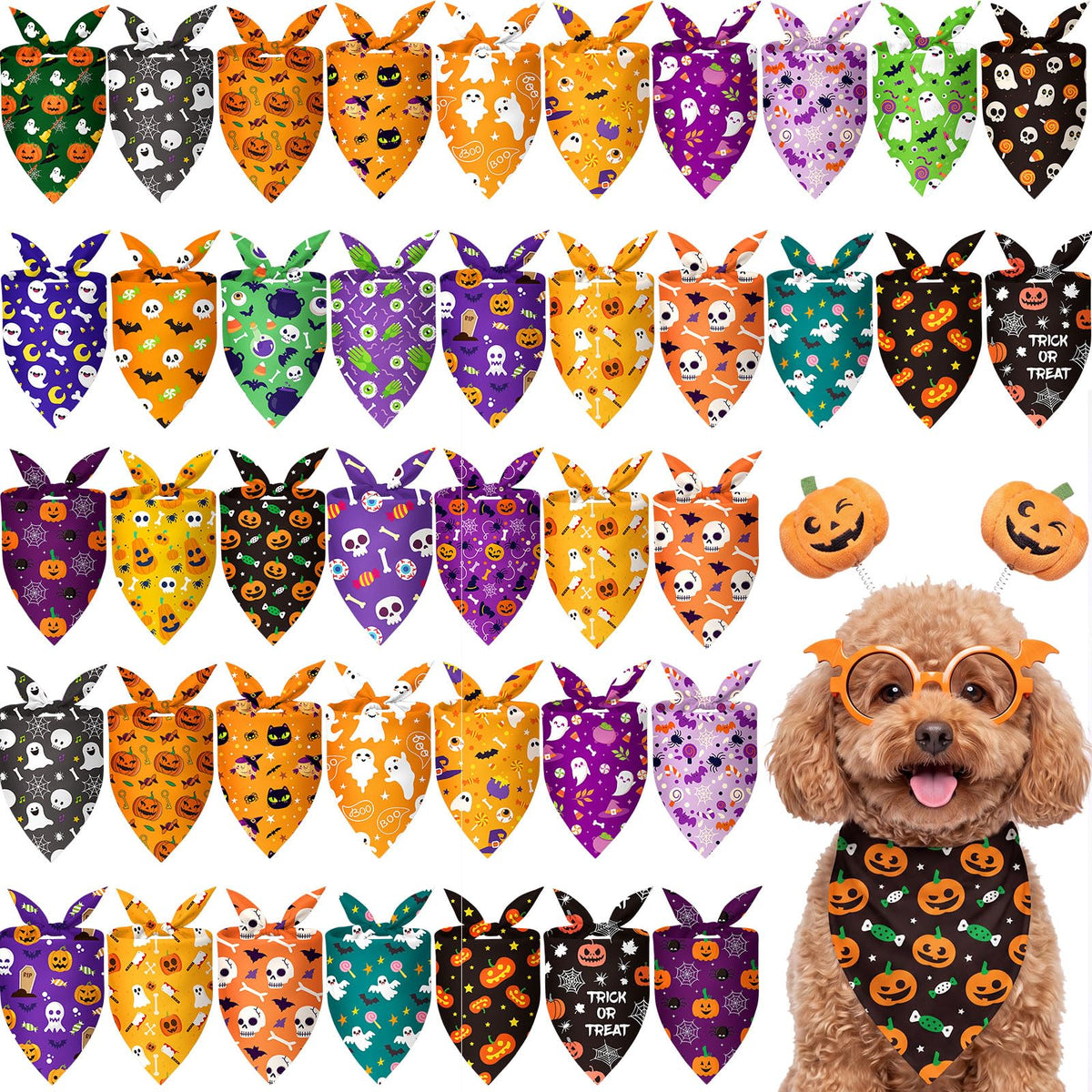 50 Pcs Fall Plaid Dog Bandanas Bulk Autumn Gingham Check Pattern