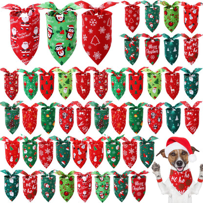 Preboun 50 Pcs Fall Dog Bandanas Bulk, Autumn Pumpkin Maple Leaves Pattern