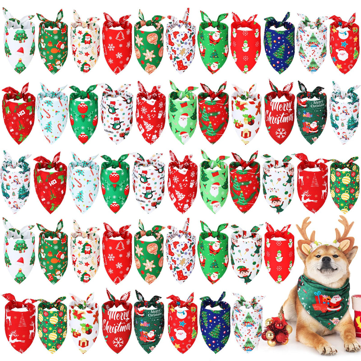 Abbylike 50 Pcs Halloween Dog Bandanas Bulk, Pumpkin Ghost Bat Skull