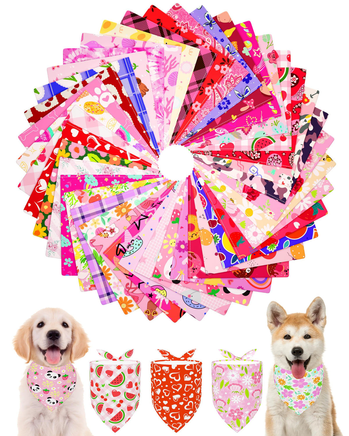 PET SHOW 50 Pack Boy Dog Bandanas Bulk for Medium Dogs