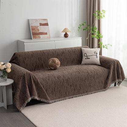 MYSKY HOME Couch Cover for Dogs, Washable Couch Covers, Non Slip Sofa Cover, Couch Cover 2 Cushion Sofa Dogs Furniture Protector with Tassels, Chenille Sofa Slipcover for Pets, 71"x118", Dark Grey