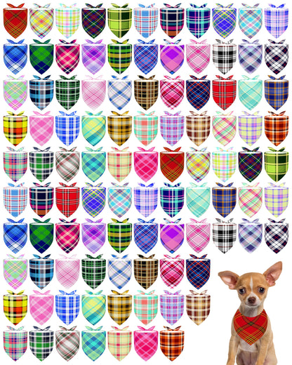 PET SHOW 100 Pack Christmas Dog Bandanas Bulk Seamless for Medium Dogs