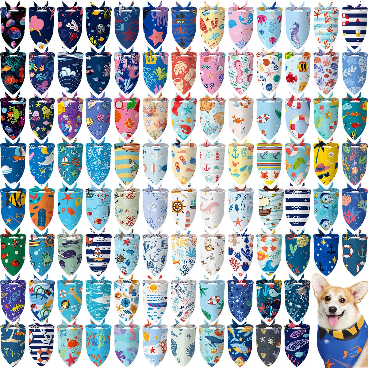 Huhumy 100 Pcs Paw Dog Bandanas Bulk Pet Paw Grooming Bandanas for Dogs
