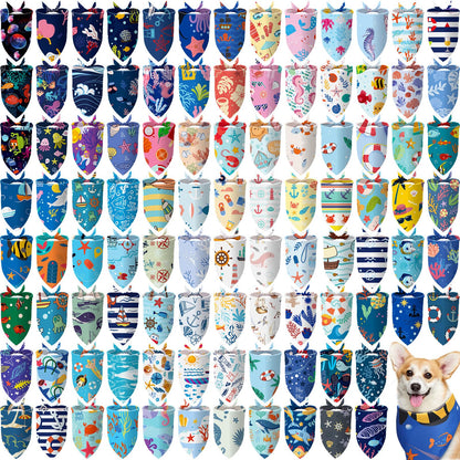 Huhumy 100 Pcs Paw Dog Bandanas Bulk Pet Paw Grooming Bandanas for Dogs