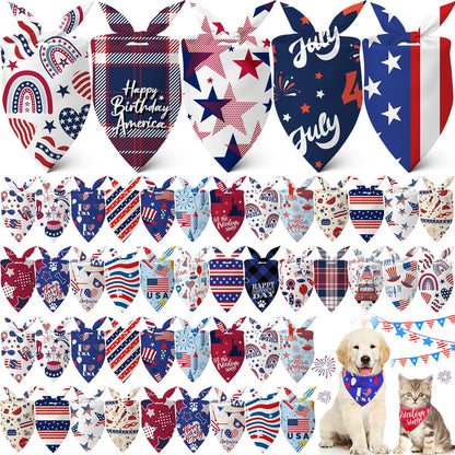 Sanwuta 60 Pcs Christmas Dog Bandanas Bulk Xmas Pet Bib Scarf, Santa Medium