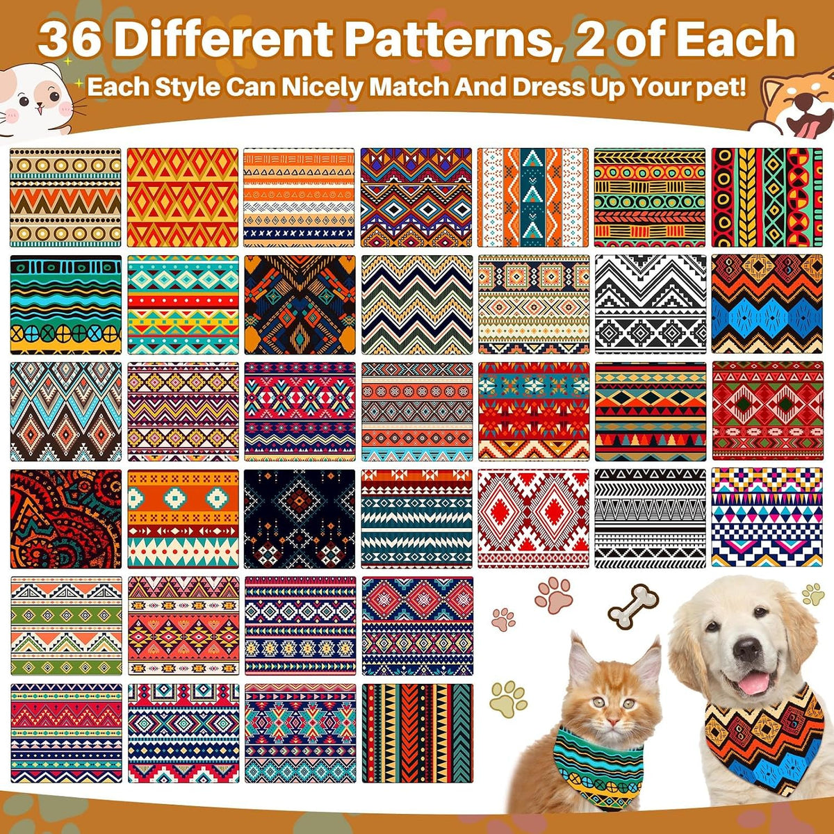 Reginary 72 Packs 4th of July Dog Bandanas Bulk America Flag Patriotic Pet Bandanas Triangle Scarf Bibs Adjustable Dogs Bandana for Pet Independence Day(Geometric Stripes Pattern)
