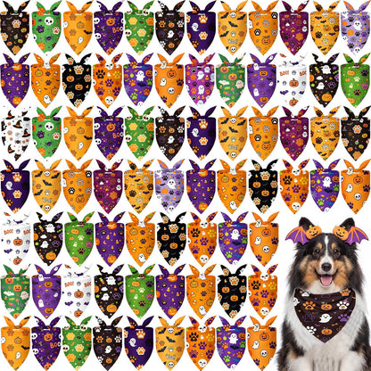 Abbylike 100 Pcs Summer Hawaiian Dog Bandanas Bulk, Tropical Fruits