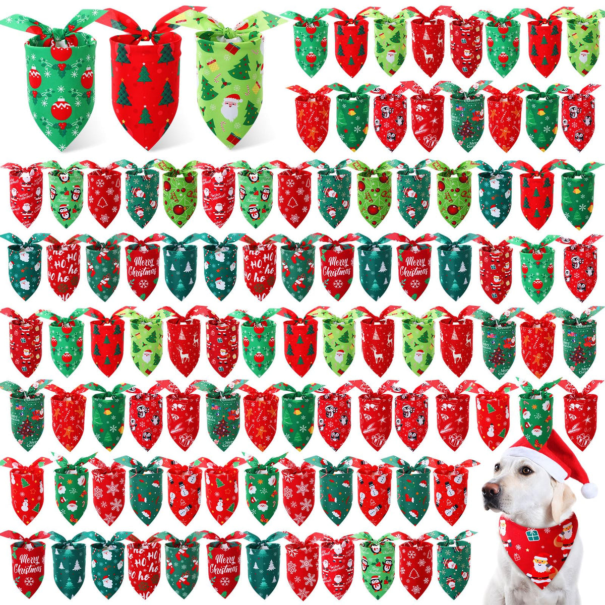 Preboun 100 Pcs Fall Dog Bandanas Bulk, Autumn Pumpkin Maple Leaves Pattern