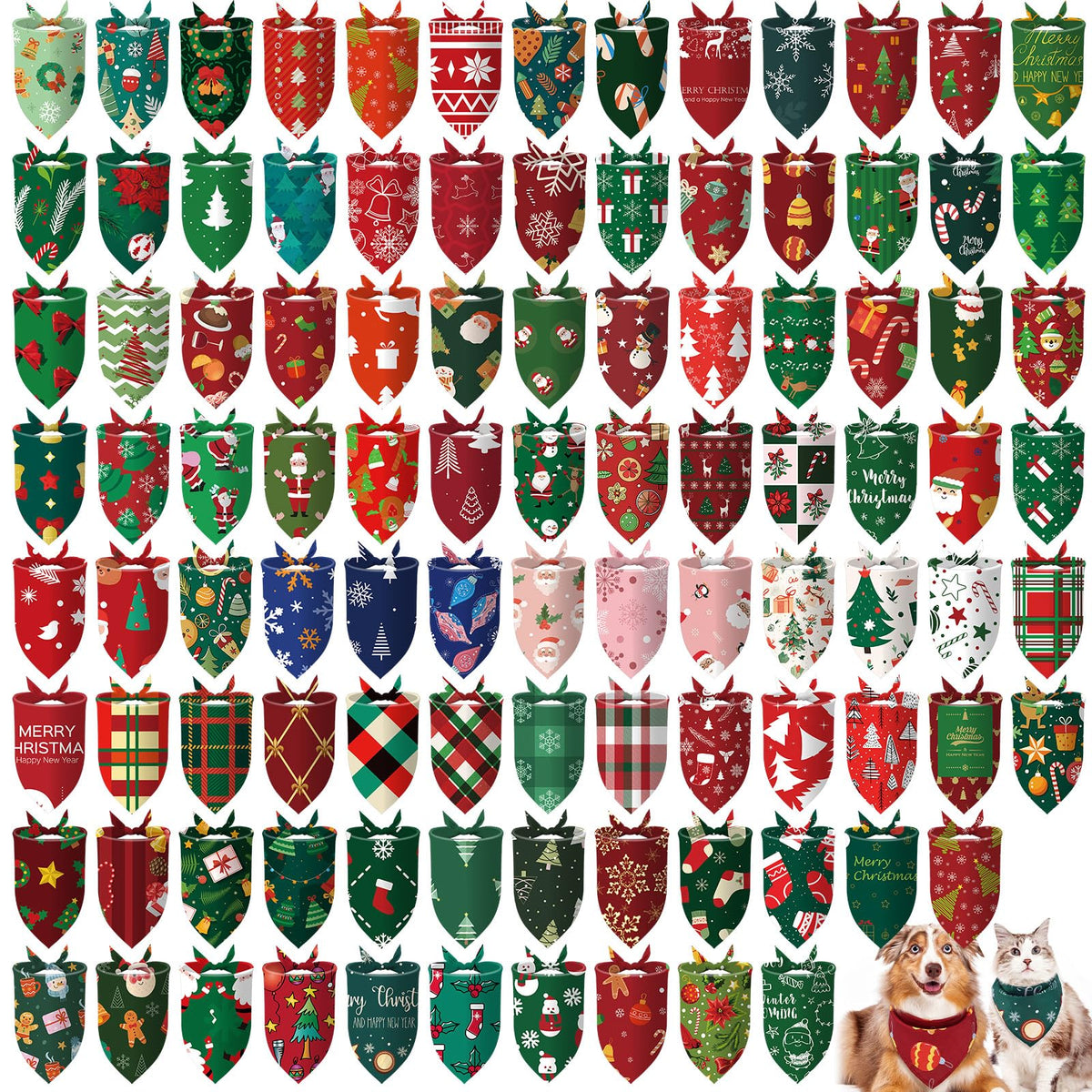 Huhumy 100 Pcs Paw Dog Bandanas Bulk Pet Paw Grooming Bandanas for Dogs