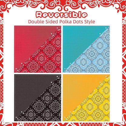 PAWCHIE Dog Bandanas Small Reversible Styles Pet Triangle Scarf Bibs - Adjustable with Two Snaps - Kerchief Set Accessories for Dogs, Puppy, Cats Red