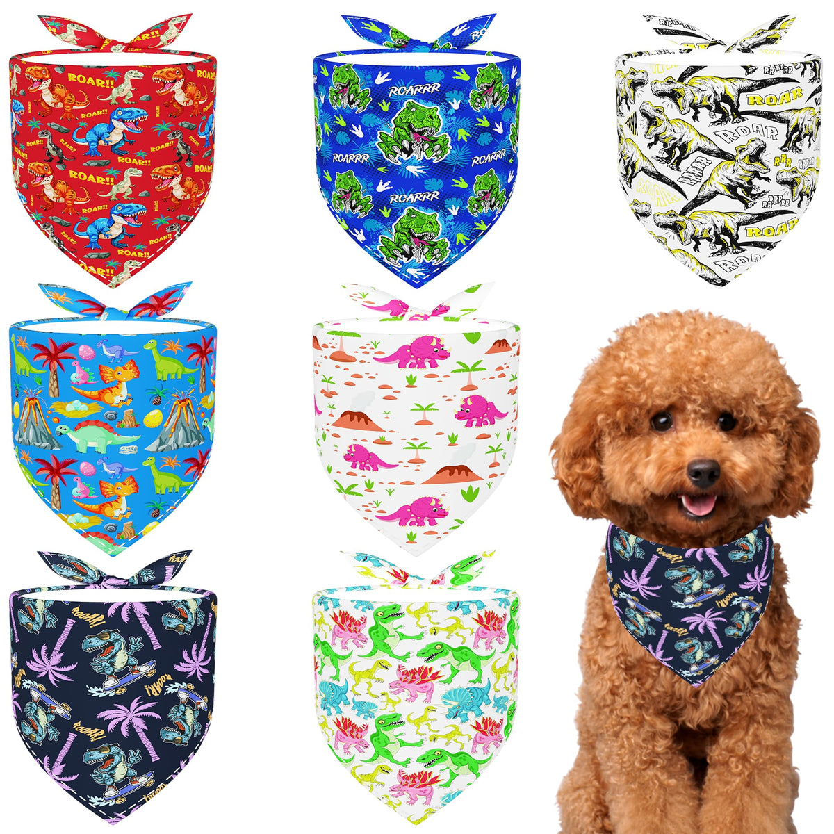 Paisley Dog Bandanas Bulk for Medium Dogs Sewn Edge 7 Pack M