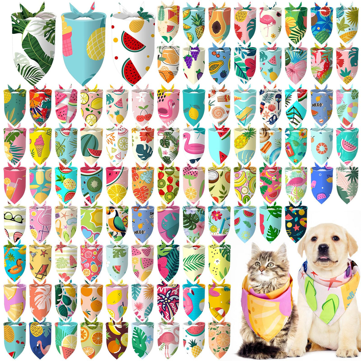 Huhumy 100 Pcs Paw Dog Bandanas Bulk Pet Paw Grooming Bandanas for Dogs