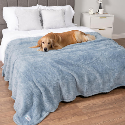 PetAmi Soft Plush Sherpa Dog Blanket for Pet Cat, Medium 29x40, Dusty Blue