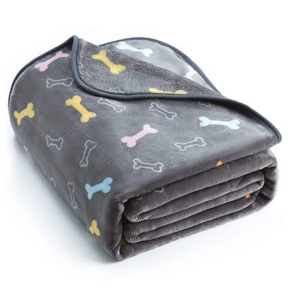 Allisandro 350 GSM-Super Soft and Premium Fuzzy Flannel Fleece Pet Dog Blanket, The Cute Print Design Washable Fluffy Blanket for Puppy Cat Kitten Indoor Outdoor, Grey, 40 x 32 Inches