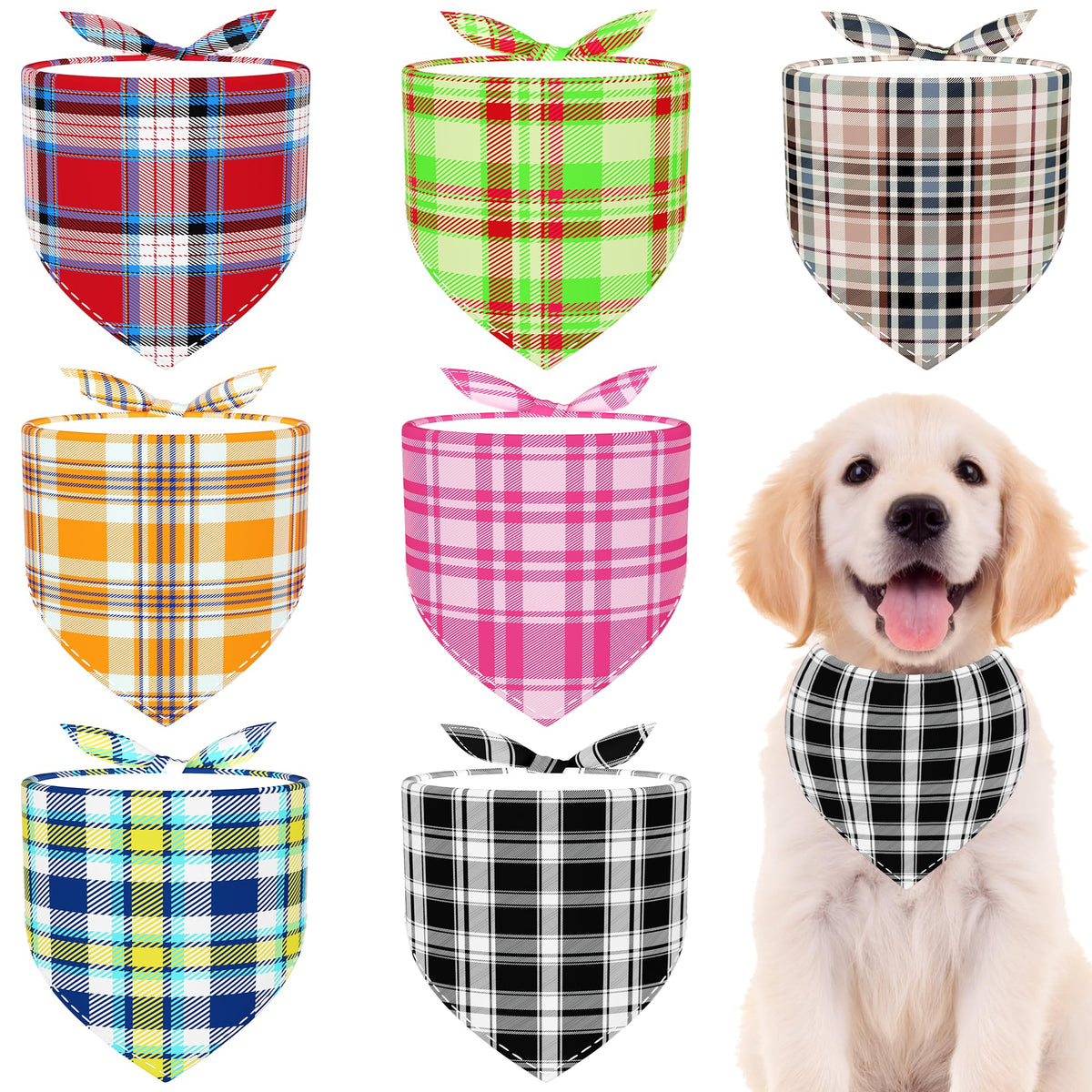 Paisley Dog Bandanas Bulk for Medium Dogs Sewn Edge 7 Pack M