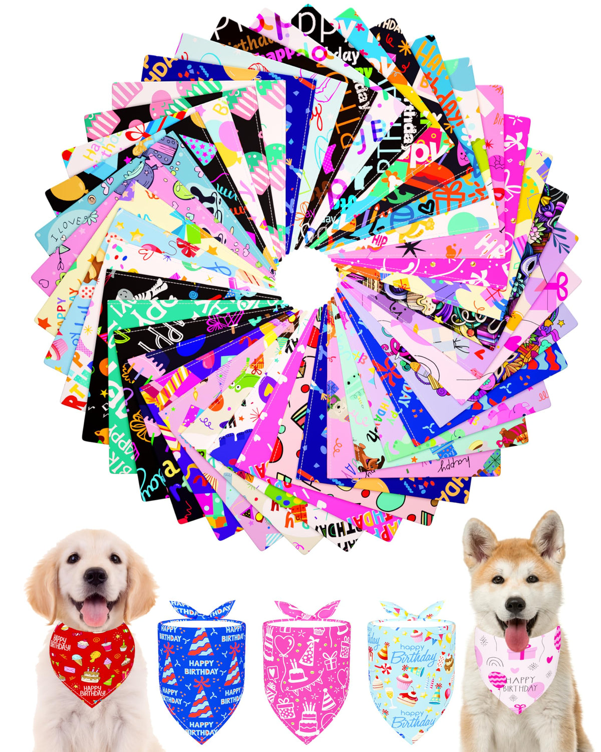 PET SHOW 50 Pack Boy Dog Bandanas Bulk for Medium Dogs
