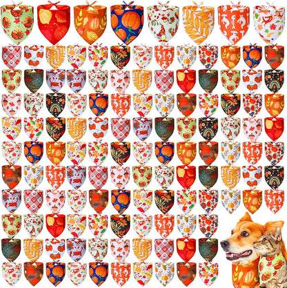 200 Pcs Fall Dog Bandanas Bulk for Small Medium Pet Dog Puppy