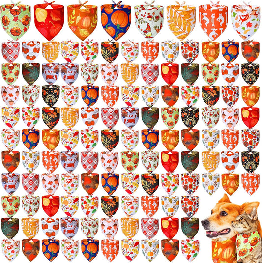 200 Pcs Fall Dog Bandanas Bulk for Small Medium Pet Dog Puppy