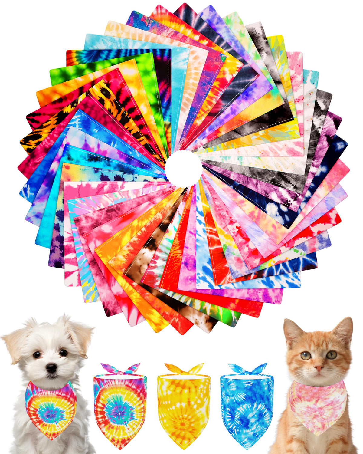 PET SHOW 50 Pack Boy Dog Bandanas Bulk for Medium Dogs