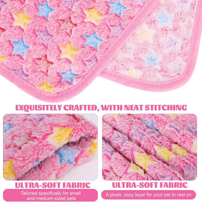 MCEAST 24 Pack Paw Print Plush Pet Blankets 24 x 16 Ultra-Soft & Cozy Small Dog Cat Bedding Mats with 12 Stylish Designs Machine Washable Multipurpose Fluffy Throw for Kennel, Sofa, Travel