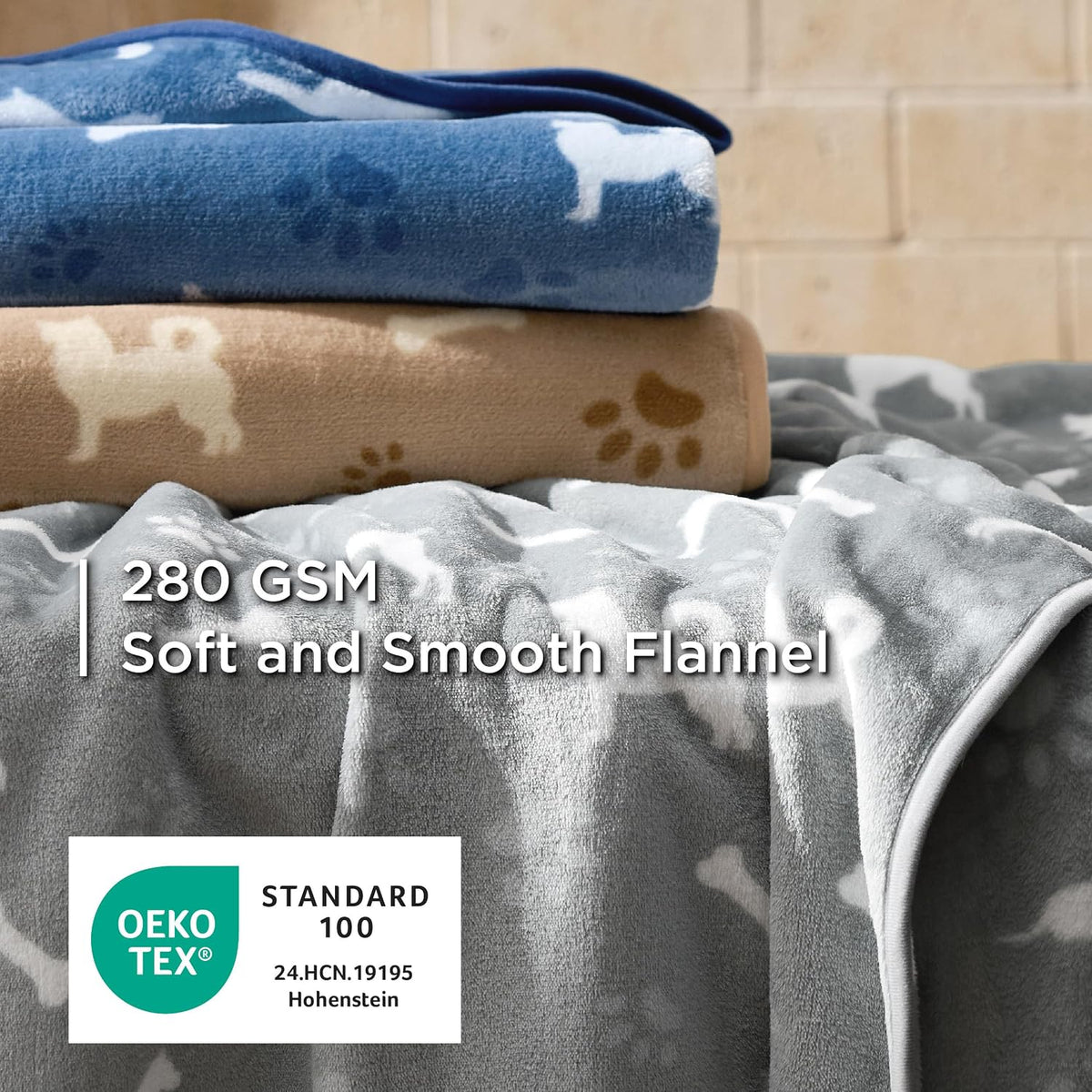 Bedsure Dog Blanket for Small Dogs Puppy, Flannel Fleece, 3-Pack 23x16