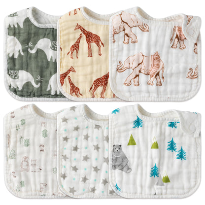 Zainpe 6Pcs Snap Muslin Cotton Baby Bibs