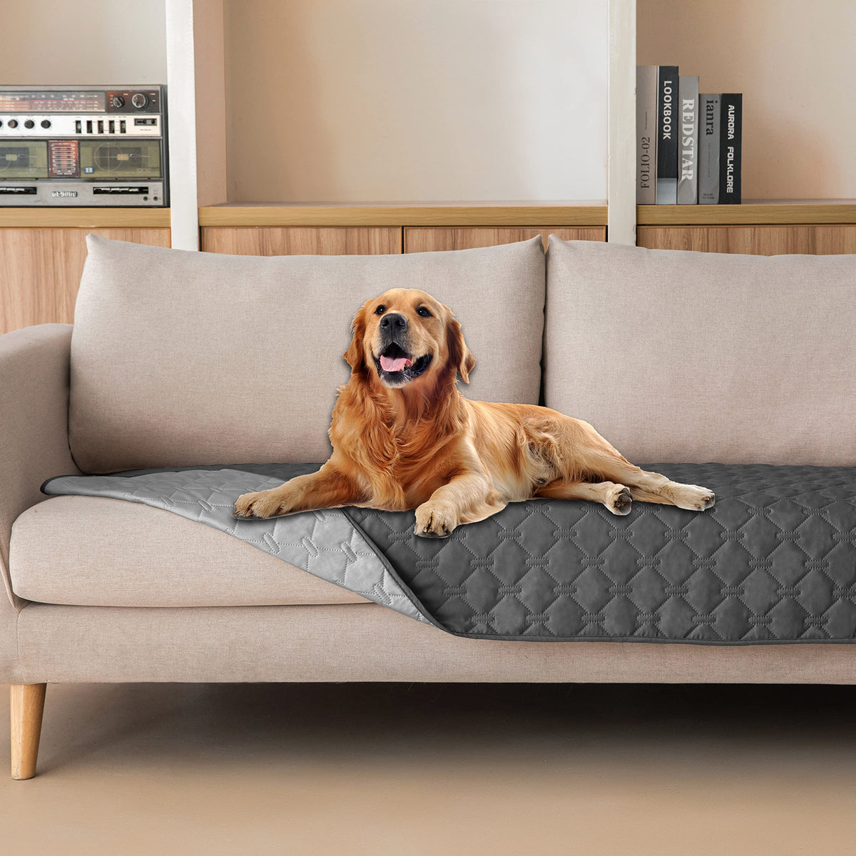 gogobunny Waterproof Pet Blanket for Bed, Washable Couch Cover for Dog Cat