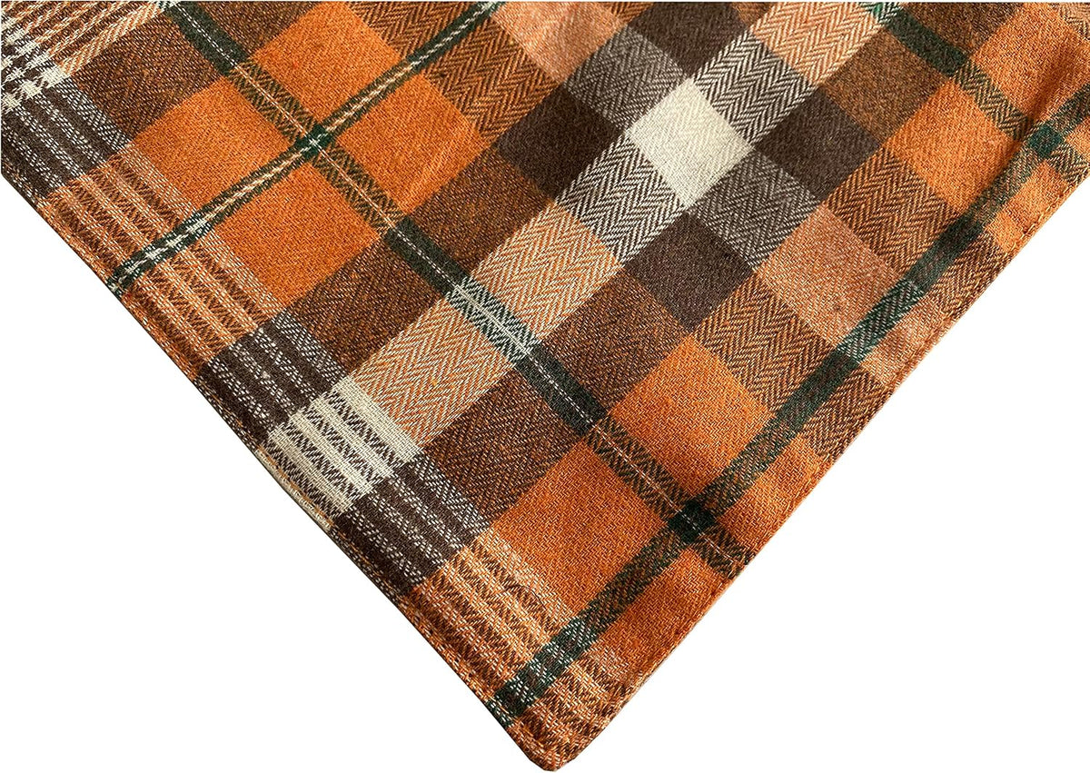 Realeaf Fall Dog Bandanas 2 Pack, Orange Plaid Pet Scarf for Boy and Girl, Premium Durable Fabric, Holiday Halloween Thanksgiving Bandana for Large and Extra Large Dogs (X-Large)
