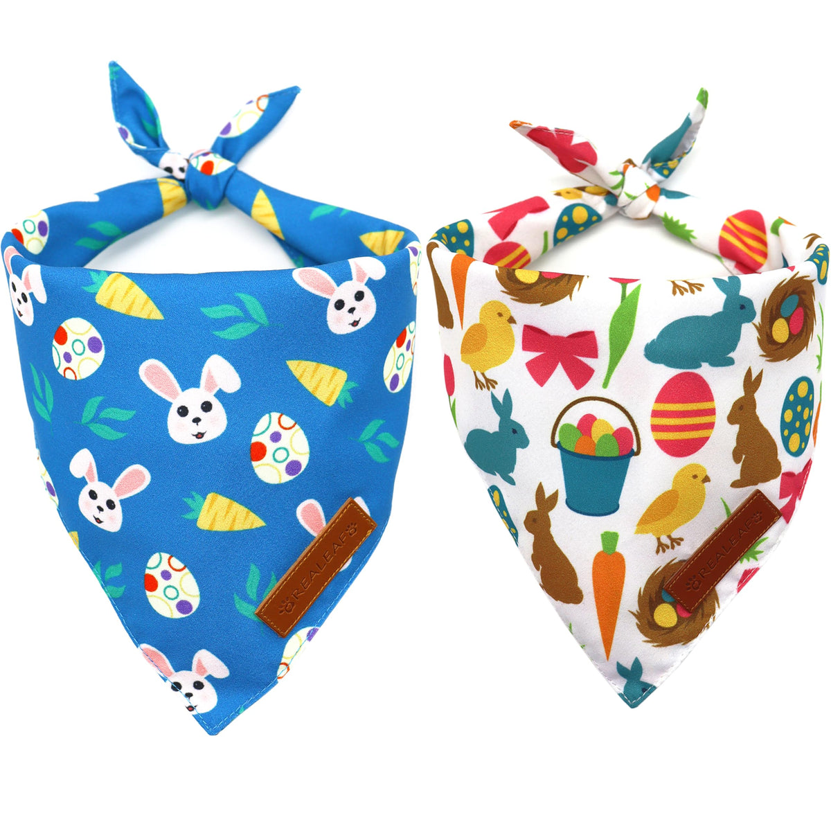 Realeaf Fall Dog Bandanas 2 Pack, Orange Plaid Pet Scarf for Boy and Girl, Premium Durable Fabric, Holiday Halloween Thanksgiving Bandana for Large and Extra Large Dogs (X-Large)
